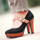 Trendy Wearable Round Toe Buckle Pumps for Women