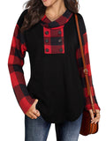 Long Sleeve Printed Plaid Women's Hooded Tops