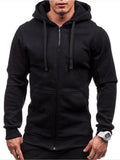 Casual Fashion Pocket Sports Zipper Drawstring Hooded Sweatshirt