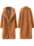 Winter Fashion Lapel Front-Open Long Fur Overcoat