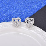 Cute 925 Silver Crystal Heart Earring Studs Gift