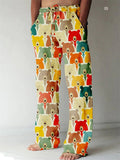 Men's Retro Cozy Ethnic Art Printed Drawstring Cotton Linen Pants