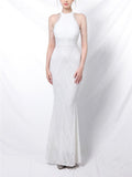 Exquisite Sequined Halter Neck Dress for Evening Party