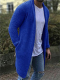 Men's Loose Open Front Long Solid Color Knitted Cardigan