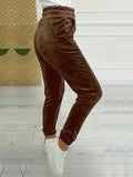 Drawstring Jogger Casual Velvet Pants for Women