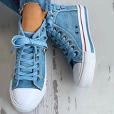 Women's Cool Lace Up High Top Denim Canvas Shoes