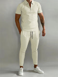 Spring Summer Lapel Short Sleeve Sports Sets for Men