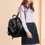 Casual Style Soft Material Rivet Deco Multi-Pocket Large Capacity Backpack