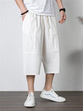 Men's Simple Casual Plus Size Linen Cropped Pants