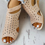 Women's Summer Breathable Hollow Out Back Zipper Roman Sandals