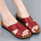 Summer Plus Size Soft Genuine Leather Women Sandy Beach Slippers