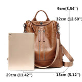 Women's Soft Leather Travel Leisure Multi-function Backpack