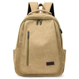 Women's Simple Computer Bag Large Capacity Schoolbag Canvas Backpack