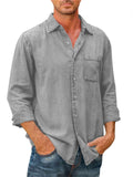 Men's Fashion Comfy Button Up Washed Cotton Shirts