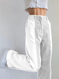 Fashionable Zipper Up Solid Color Corduroy Wide Leg Bootcut Pants