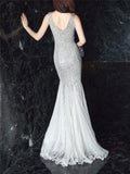 Stunning V Neck Backless Mermaid Formal Attire for Women