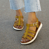 Women's Retro Hollowed Out Open Toe Flat Beach Sandals