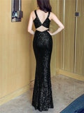 Stunning Sequin Halter Neck Mermaid Dinner Date Dress