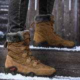 Mens Cozy Warm Genuine Leather Outdoor Snow Boots