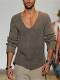 Men V-Neck Pullover Knitted Sweater