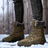 Mens Cozy Warm Genuine Leather Outdoor Snow Boots