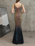 Exquisite Sequined V Neck Mermaid Maxi Dress for Evening Party