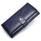 Solid Color Vintage Genuine Leather Wallet For Women