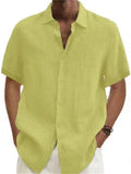 Short Sleeve Linen Beach Shirts for Men