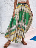 High Waist Printed Swing Long Skirts