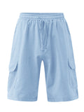 Drawstring Solid Color Shorts With Pockets