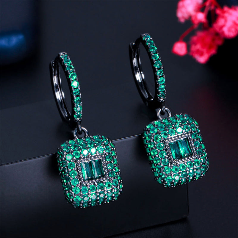 Modern Dazzling Square Luxury Zircon Ladies Earrings