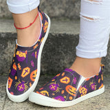 Lovely Pumpkin Print Soft Cotton Cloth Women Loafers for Halloween