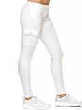 Tapered Fit Solid Color Low-Rise Multi-Pocket Skinny Denim Pants