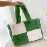 Cute Contrast Color Shearling Handbags For Women