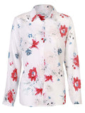 New Casual Fashion Long Sleeve Printed Lapel Women's Blouses