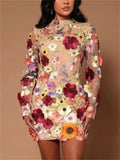 Women's Flower Embroidery Bodycon Sexy Mini Dresses