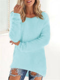 Women's Cute Candy Color Warm Fluffy Plush Sweaters