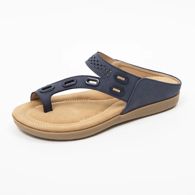 Stylish Flat Heel Soft Footbed Toe-Ring Non-Slip Slippers
