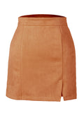 Women's Sexy A Line Suede High Waisted Skirts