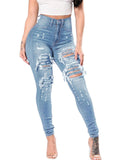 Slim Fit High-Rise Multi-Pocket Ripped Design Skinny Jeans