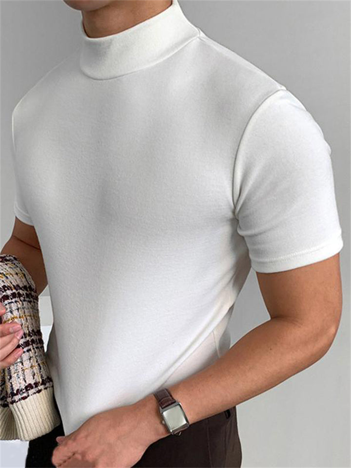 Solid Color Mock Neck Slim T-Shirts
