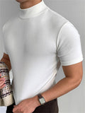 Solid Color Mock Neck Slim T-Shirts