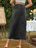 Lady Casual Stylish All Match High Rise Denim Skirt