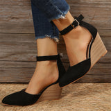 Women's Stylish Pointed Toe Ankle Strap Wedge Heel Sandals