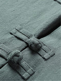 Mens Vintage Stand Collar Solid Color Cotton&Linen Robes