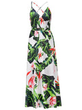 Bohemian Style Wrap Neck Adjustable Strap Floral Maxi Dress