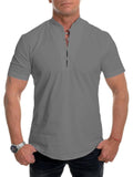 Men's Mandarin Collar Short Sleeve Henley Shirts