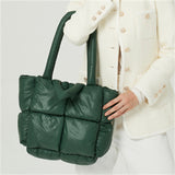 Women's Fashion Puffer Tote Bag Quilted Cotton Down Handbags