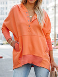 Women's V-Neck Long Sleeve Plus Size Loose Hoodies