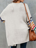 Women's Loose Casual Rainbow Stripe Long Sleeve Sweaters Coats